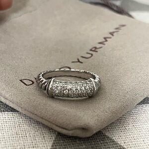 David Yurman Silver Pave Diamond Ring sz7